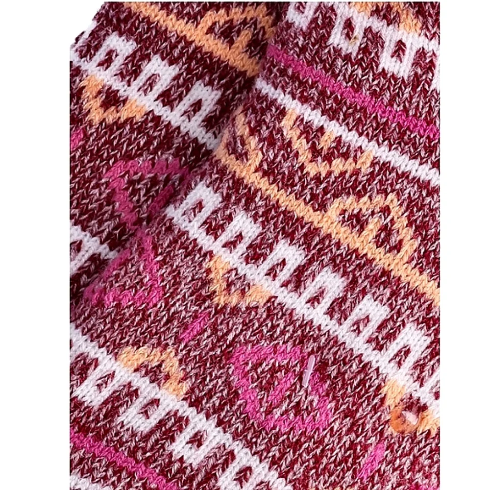 2-Pack Joyspun Knit Slipper Socks Pink Geometric Women's size 4-10